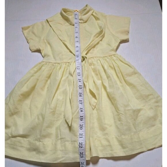 Vintage 1950s Baby Dress Yellow Little Girls Sailor Frock Button Pleated Ruffle - Picture 6 of 8